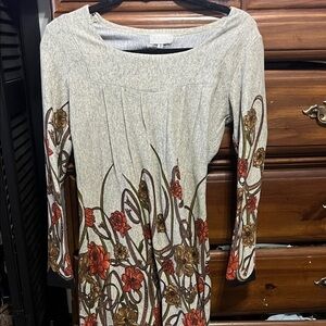 Adore Long Sleeve Floral Dress - Gray and Brown